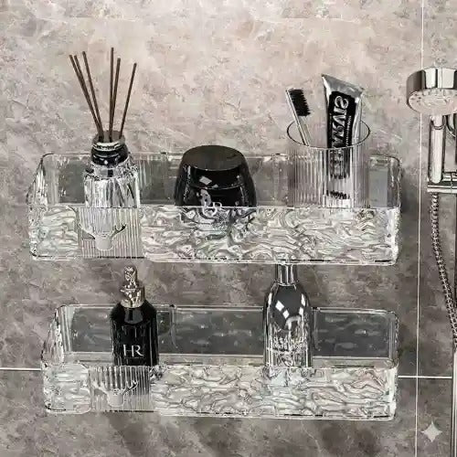 Crystal Bathroom Shelf Organizer – Luxury Acrylic Wall Caddy