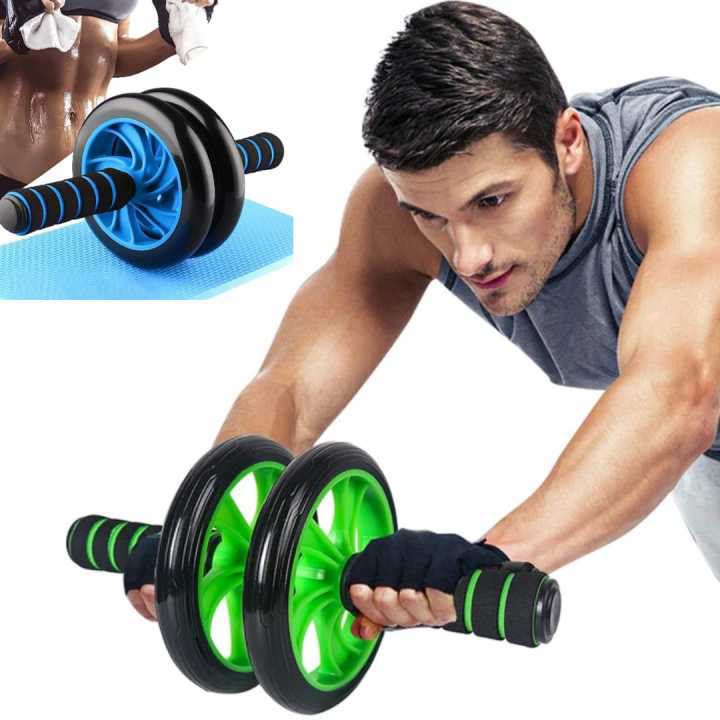 ual-Wheel Ab Roller with Knee Mat | Home Workout