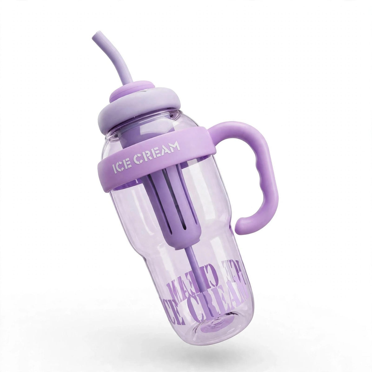 Ice Cream Tumbler Water Bottle with Straw & Handle